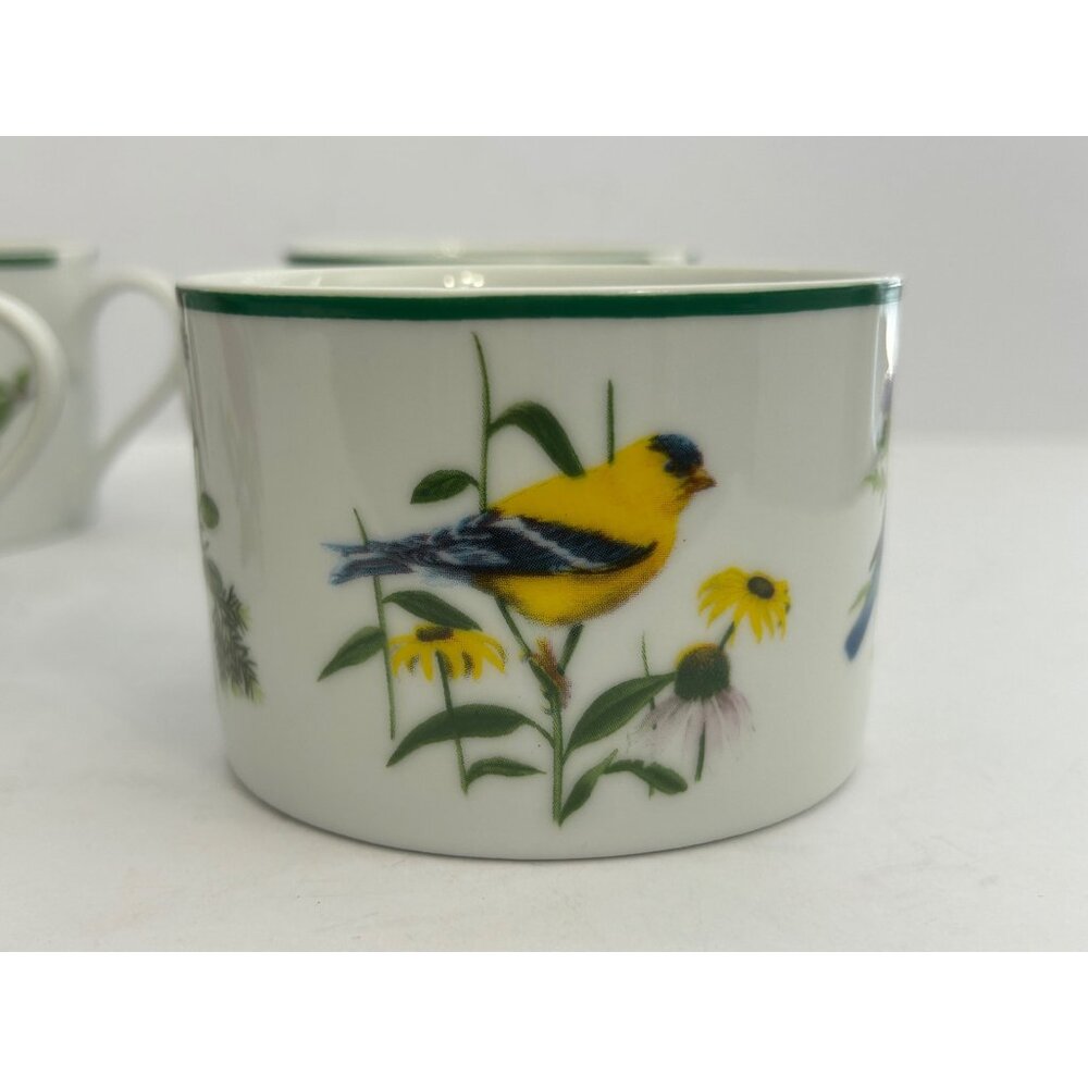 4 Songbirds Coffee Tea Cups Porcelain Cardinal Bluebird Goldfinch Chickadee VTG - Picture 11 of 12